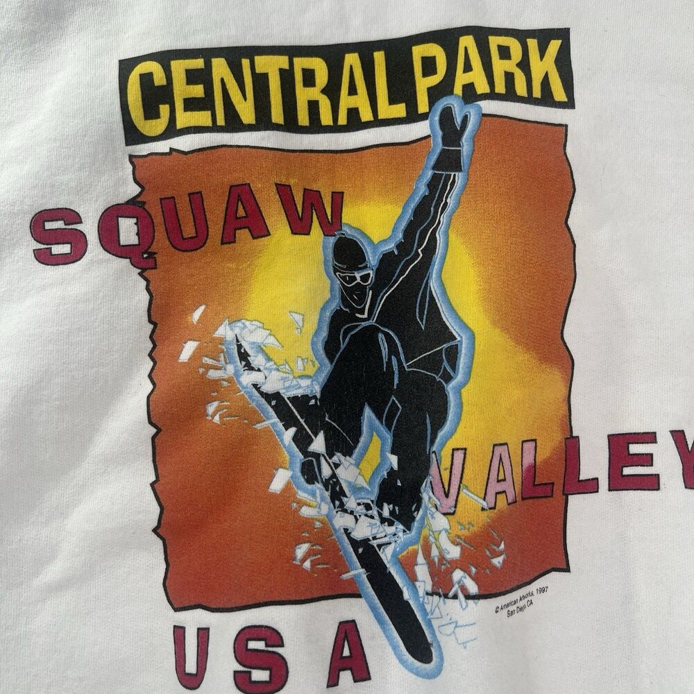 VTG Squaw Valley Central Park Sweatshirt 90s snowboard Mens L Hanes heavyweight